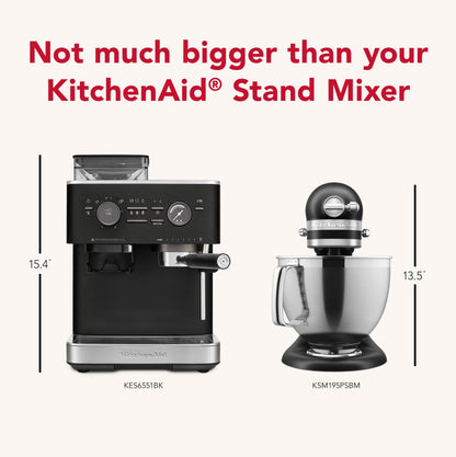 KitchenAid Semi Automatic Espresso Machine with Burr Grinder, 2.5L, KES6551BK, Cast Iron Black