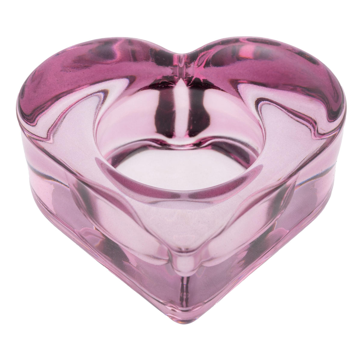 Karma, Glass Heart Tealight Holder, Chunky Glass Candle Holder Votive for Home and Party Decor, Wedding Table Centerpiece, Purple