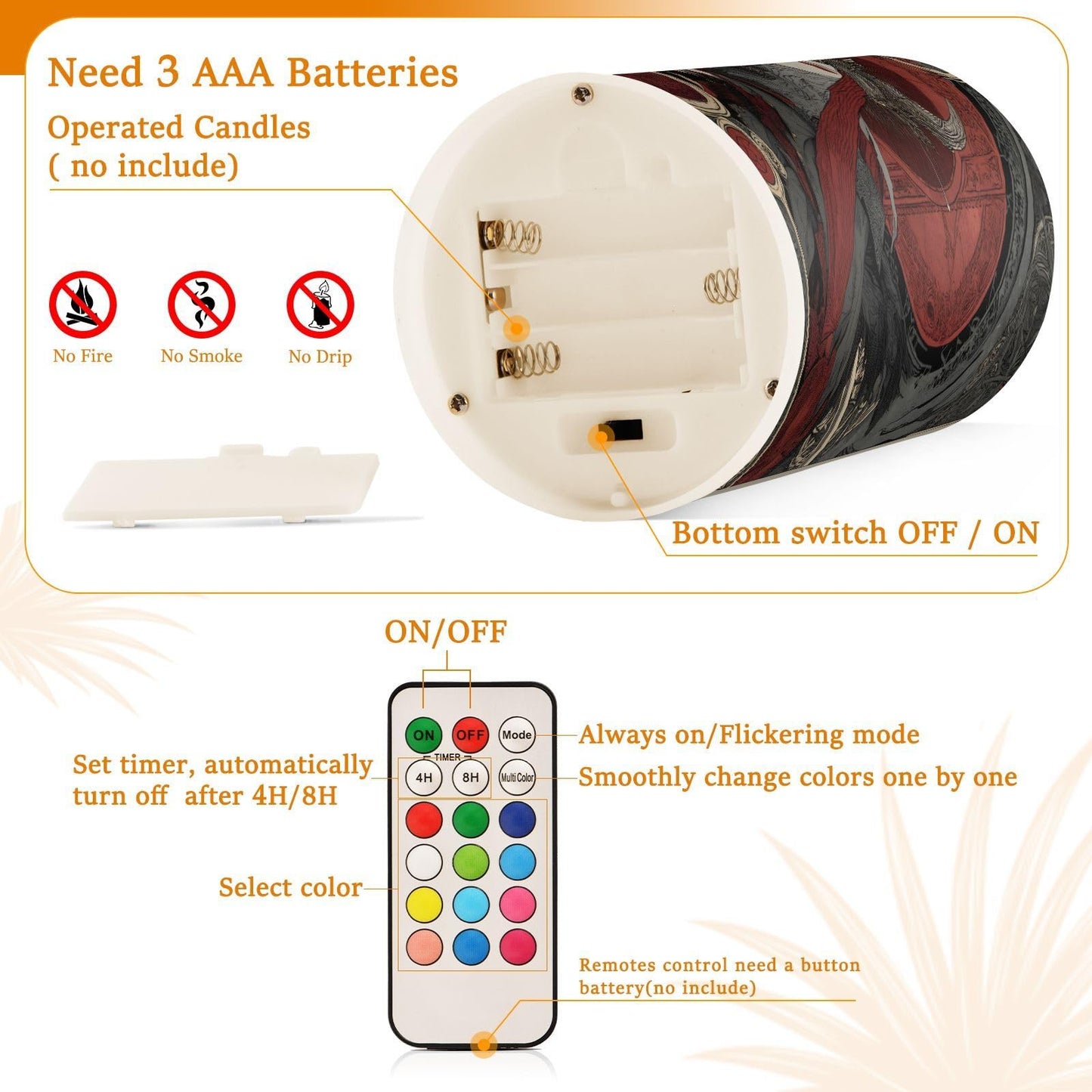 ALAZA Flameless Candles with Remote Timer,Red Grey Girl Queen Battery Operated Candles Set of 2 LED Tea Lights Flickering Pillar Votive Candles for Indoor Outdoor Decor