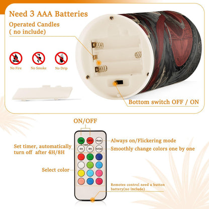 ALAZA Flameless Candles with Remote Timer,Red Grey Girl Queen Battery Operated Candles Set of 2 LED Tea Lights Flickering Pillar Votive Candles for Indoor Outdoor Decor