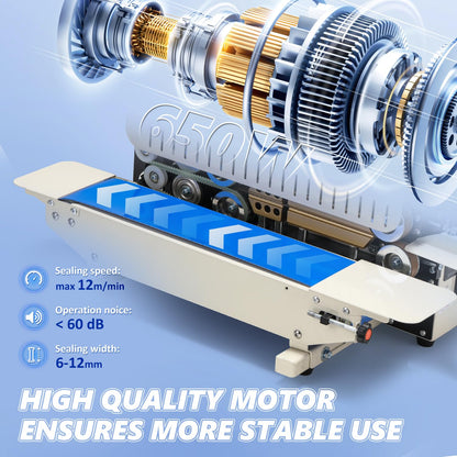 Frifreego Commercial Heat Sealer Machine, Continuous Bag Band Sealing Machine with Digital Temperature Control Automatic Bag Sealer Machine for Cookie, Food Storage, Kitchen, Bakery, Snacks Packaging