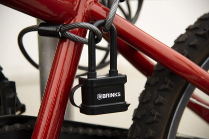 BRINKS - 40mm Laminated Steel Weather Resistant Padlock with 2” Shackle - Vinyl Wrapped and Chrome Plated with Hardened Steel Shackle, 172-42051, Black