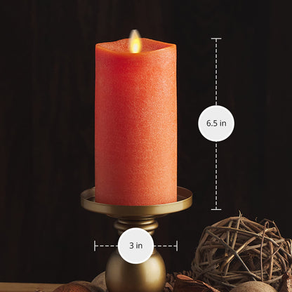 Luminara - Flameless LED Battery Operated Flickering Pillar Candles - Burnt Orange- Pack of 1-3x6.5 - Realistic Moving Flame Real Wax Indoor/Outdoor