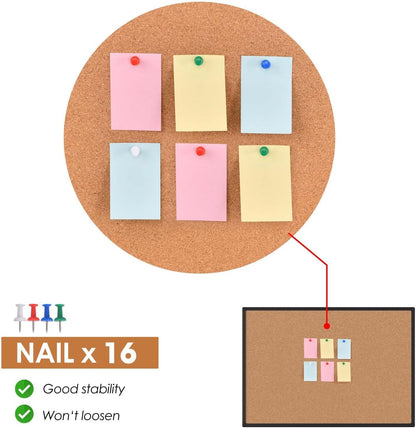 Board2by Cork Board Bulletin Board 24 x 36, Black Aluminium Framed 2 x 3 Corkboard, Office Board for Wall Cork, Large Wall Mounted Notice Pin Board with 16 Push Pins for School, Home & Office