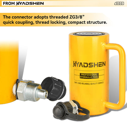 HYADSHEN 10 ton 6" Stroke Hydraulic Cylinder Long Jack Porta Power Ram Single Acting Lifting Cylinder Retract Automatically for Shipbuilding Bridge