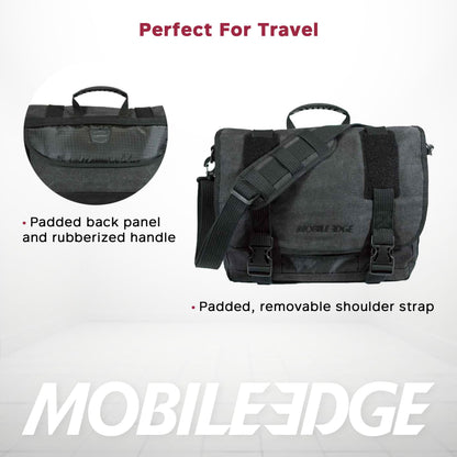 Mobile Edge ECO-Friendly Laptop Messenger Bag for Men and Women, for 14.1" PC and Compatible with MacBook 15", Cotton Canvas, Black