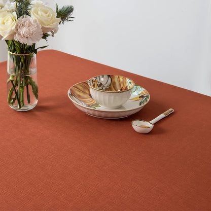 maxmill Fall Tablecloth Stain Resistant Waterproof Wrinkle Resistant Spillproof Washable Soft Slubby Textured Table Cloth for Dining Room, Harvest Thanksgiving Dinner, Rectangle 60 x 140 Inch, Rust