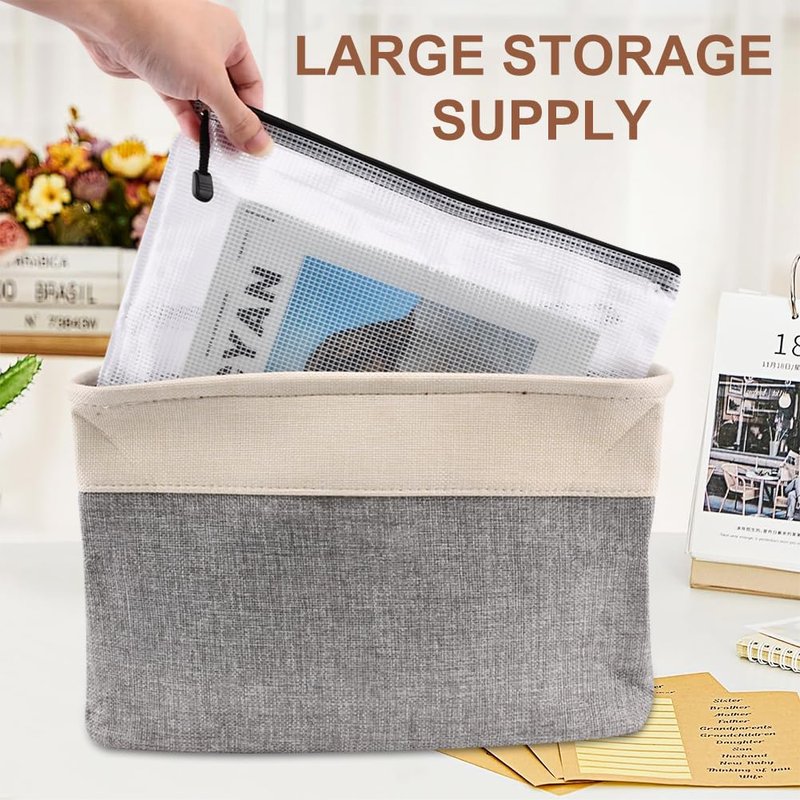 NINEFOX Board Game Storage, Board Game Organizer, with 10 Pcs Zipper Bags and 20 Sheets Writable Stickers, Suitable for Puzzle Storage, Toys, Document (1 Pack-Grey)