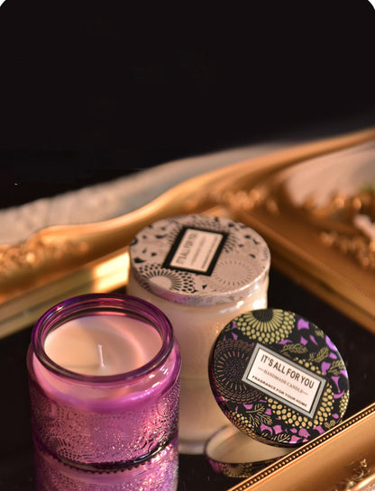 Embosse Scented Candle Glass in Jar,230G Perfume Floral Soy Wax Aroma Candle for Wedding Anniversaries Birthday Holiday Home Decor,Prefect Gift for Meditation Stress Relief Mood
