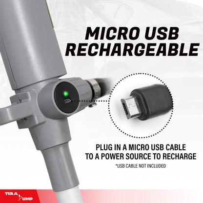 TERA PUMP Next Gen. 2x More Powerful Rechargeable Battery Liquid Transfer Pump (Up to 20% Faster Flow, 10.3 Liter/Min) Precise Nozzle Extra Long 10-ft. Hose for E85, Gas, Diesel, Kerosene and more