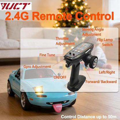 YUCT LDRC LD1804 1/18 Scale RWD RC Drift Car for Adults - 2.4GHz LDRC Drift Car with Gyro 3 Batteries Pop-up Light