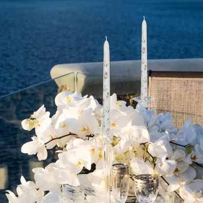 Taper Candles 10 Inch Print Candle Handmade Unscented White Iris Long Candles 2 Pack Twisted Candlesticks for Wedding Home Decoration Gifts