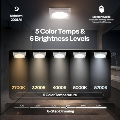 VIVOHOME Bathroom Exhaust Fan with Humidity Sensor, 240 CFM, 5-Colo with Humidity Sensor, 240 CFM, 5-Color LED, Remote Control and 10" Shutter Exhaust Fan with EC Motor, 900 CFM, Variable Speed, Timer