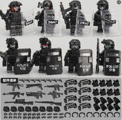 Military Scene Building Set - WW2 Military PrisonMilitary Watchtower Includes Closed Cage Halloween Jail T-Rex Scene 8 Ghost Police Figures