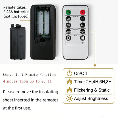 Ni-JASW Black Flameless Taper Candles with Remote, Flickering LED Candlesticks Battery Operated Set of 4