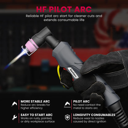 bestarc Pilot Arc Plasma Cutter, [Large LED Display][Air Sensor] 50A Plasma Cutter Machine 110/220V Dual Voltage, 1/2 Inch Clean Cut 4/5 Inch Max Cut, Post Flow Mesh, 2T/4T for Beginners DIY