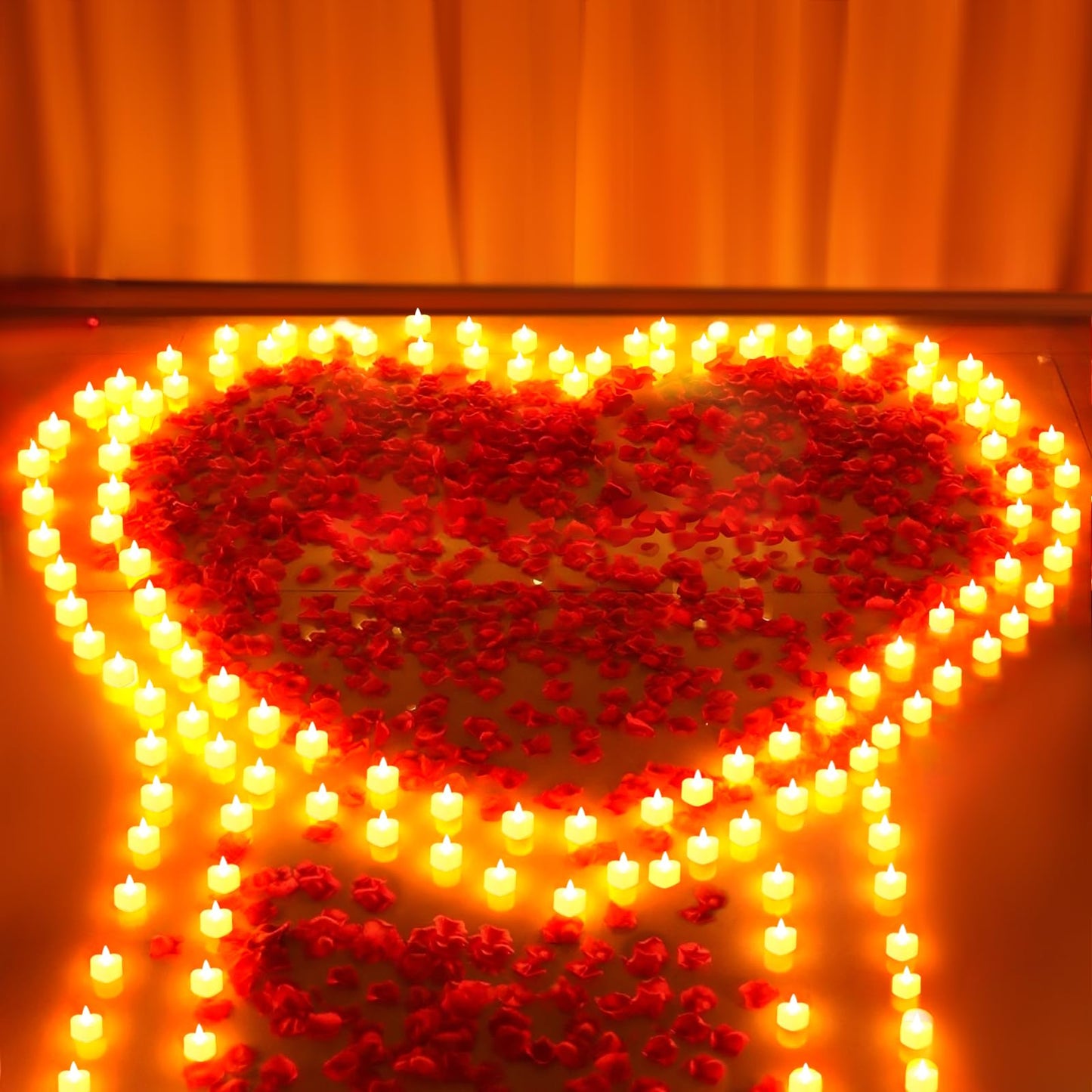 gobutend 6000 Pcs Artificial Rose Petals with 72 Pcs Romantic Flameless Candles, LED Heart Tea Lights Battery Operated for Romantic Night Wedding Anniversary Table Party Decoration