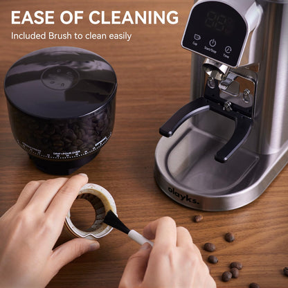 Olayks Conical Burr Coffee Grinder Electric with Electronic Timer, Anti-Static, Coffee Grinders for Home Use, Adjustable Conical Burr Mill with 48 Precise Settings for Espersso/Drip/French Press