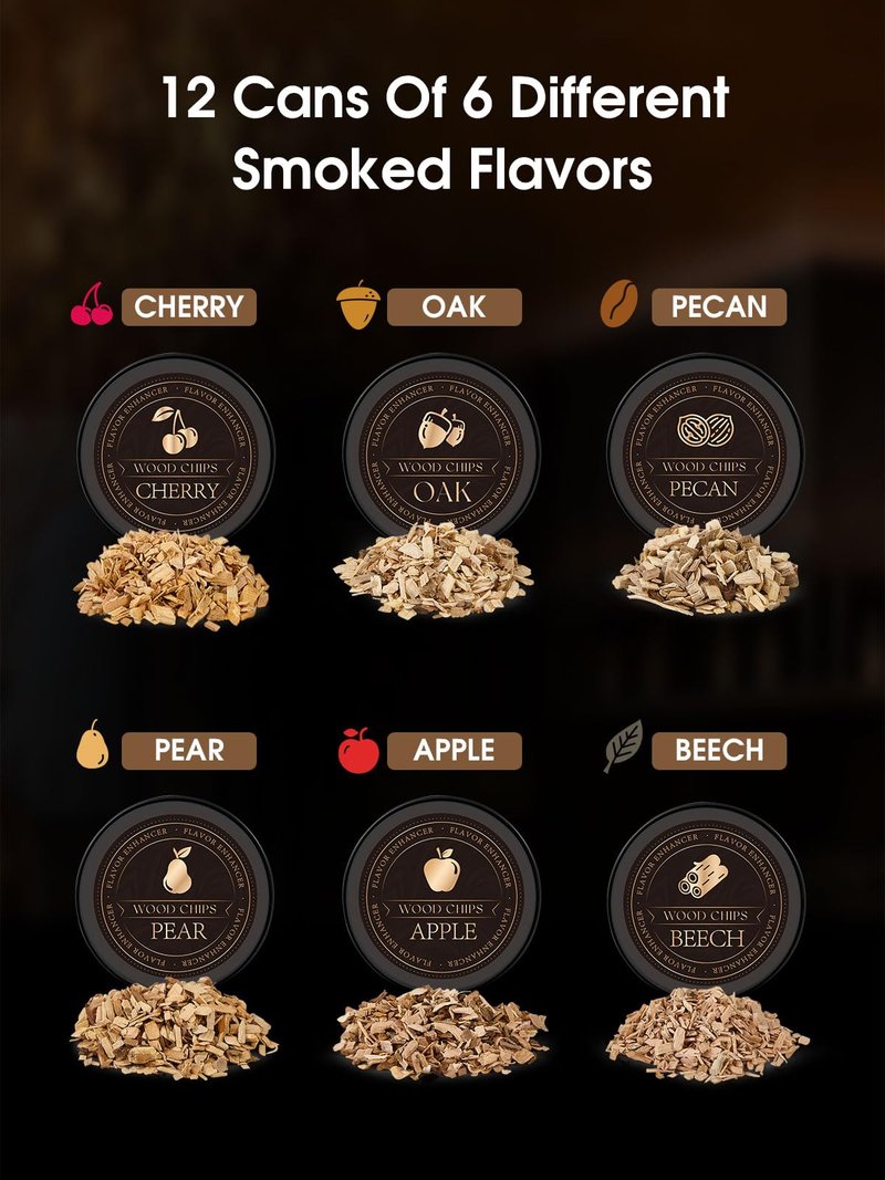 23Pcs Whiskey Cocktail Smoker Kit with Torch, 6 Flavors 12 Packs Wood Chips, Ice Ball Mold, Old Fashioned Drink Smoker, Bourbon Whiskey Gifts for Men, Husband, Dad, Him (No Butane)