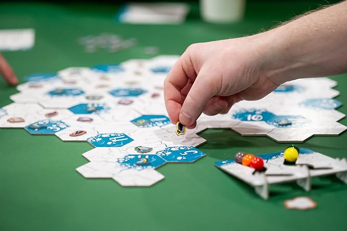 Allplay Waddle Board Game for Adults and Families - Connect Groups of Penguins to Claim The Most Fish - 1-Minute to Teach in A Small Box - 15 Min 2-5 Players Ages 7+