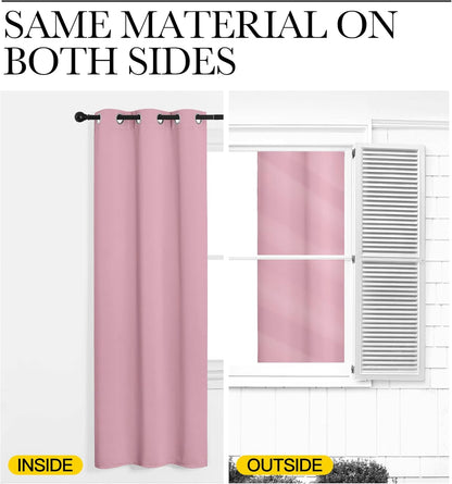 NICETOWN Blackout Curtain Panels - Thermal Insulated Grommet Drapes for Basement | Crystal Pink, 34x54" (1 Pair)