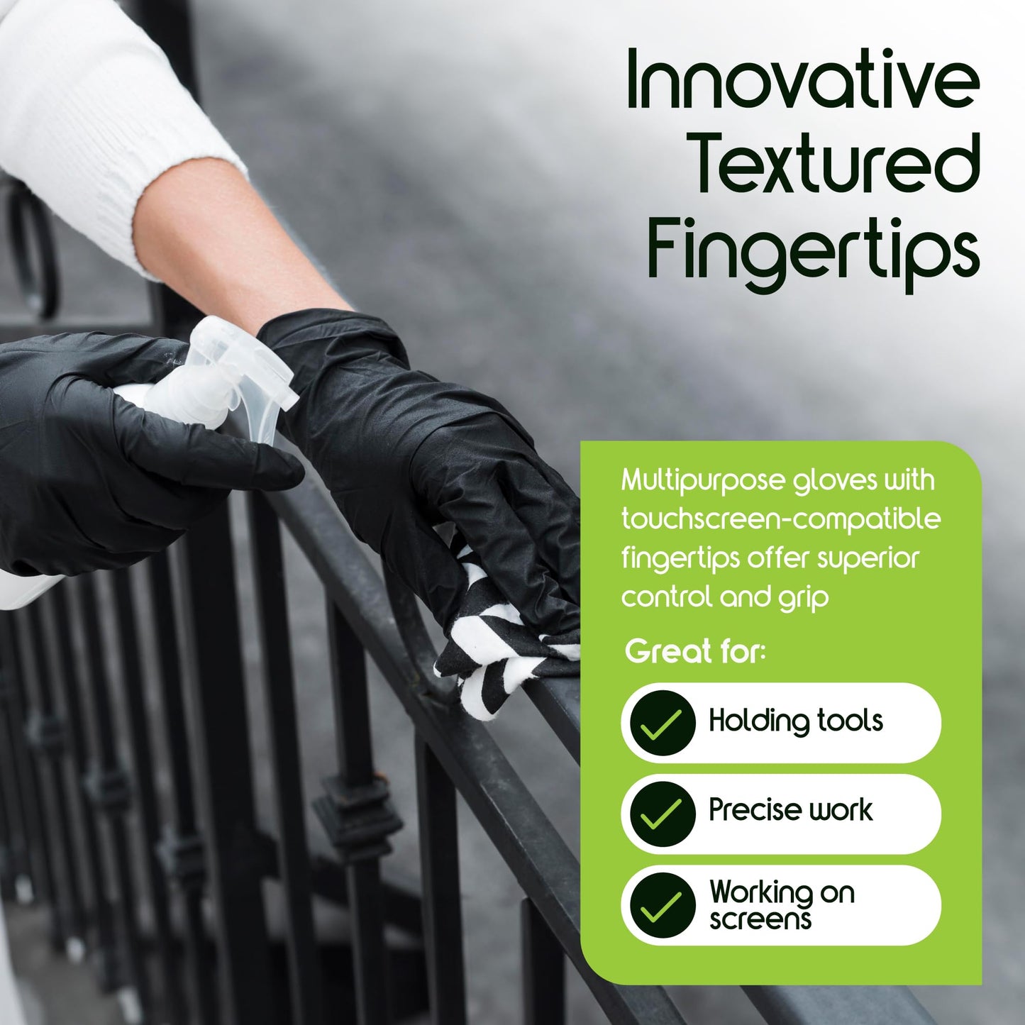 Inspire Black Nitrile Disposable Gloves | 4.5 Nitrile Chemical Resistant Medical Cooking Cleaning Disposable Black Gloves (Box Of 100, Medium)