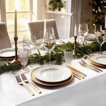 IVAPUPU 2PCS White Table Cloth for Rectangle Table - 60 x 102 Inch Tablecloths Rectangular Cloths Waterproof Washable Wrinkle Resistant for 6 FT Tables Wedding Cocktail Party