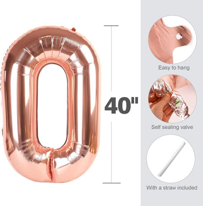 Regine Switzerland 50 Balloon Number - Rose Gold 40 Inch Birthday Decorations for Celebrations