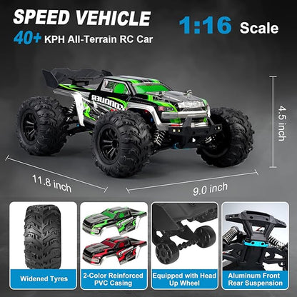 1:16 Scale High-Speed 4WD RC Car 25 MPH Off-Road Remote Control Truck for Adults &amp Teens - All Terrain Electric Vehicle with 2 Rechargeable Batteries &amp 2.4GHz Radio - Gift Idea for Boys and M
