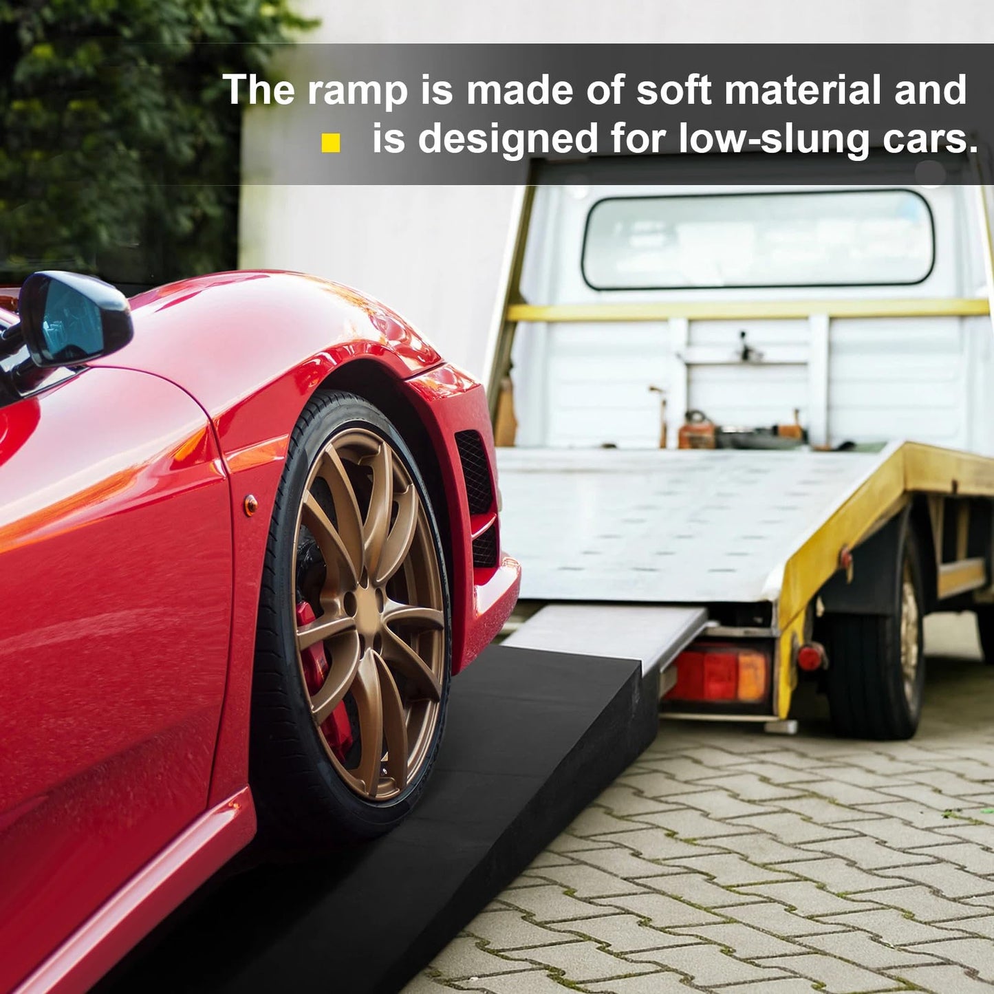 Leinuosen 2 Pcs 4" H Trailer Ramp 5.5 Degree Approach Angle, Low Profile Car Ramps for Trailers, Racing Cars, Sports Cars(46" L x 14" W x 4" H)