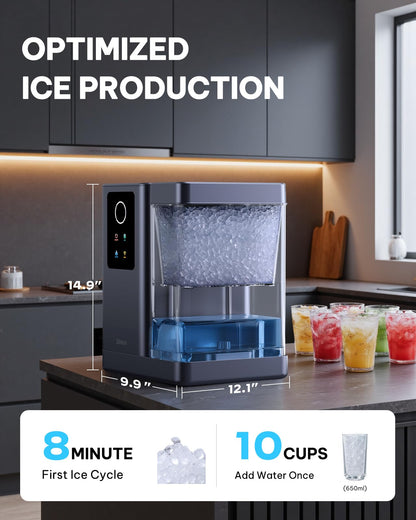 Silonn Nugget Ice Maker Countertop with APP & Voice Control, Self Cleaning Ice Machine with 3L Large Water Tank, 40 lbs/24H Soft Chewable Ice, Portable Pebble Ice Maker for Home, Kitchen and Party