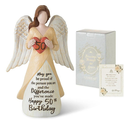Storieme 50th Birthday Gifts for Her Women: Happy Birthday Gift for Friends Besites Sisters Daughter Mom 50 Year Old Woman Birthday Angel Figurine