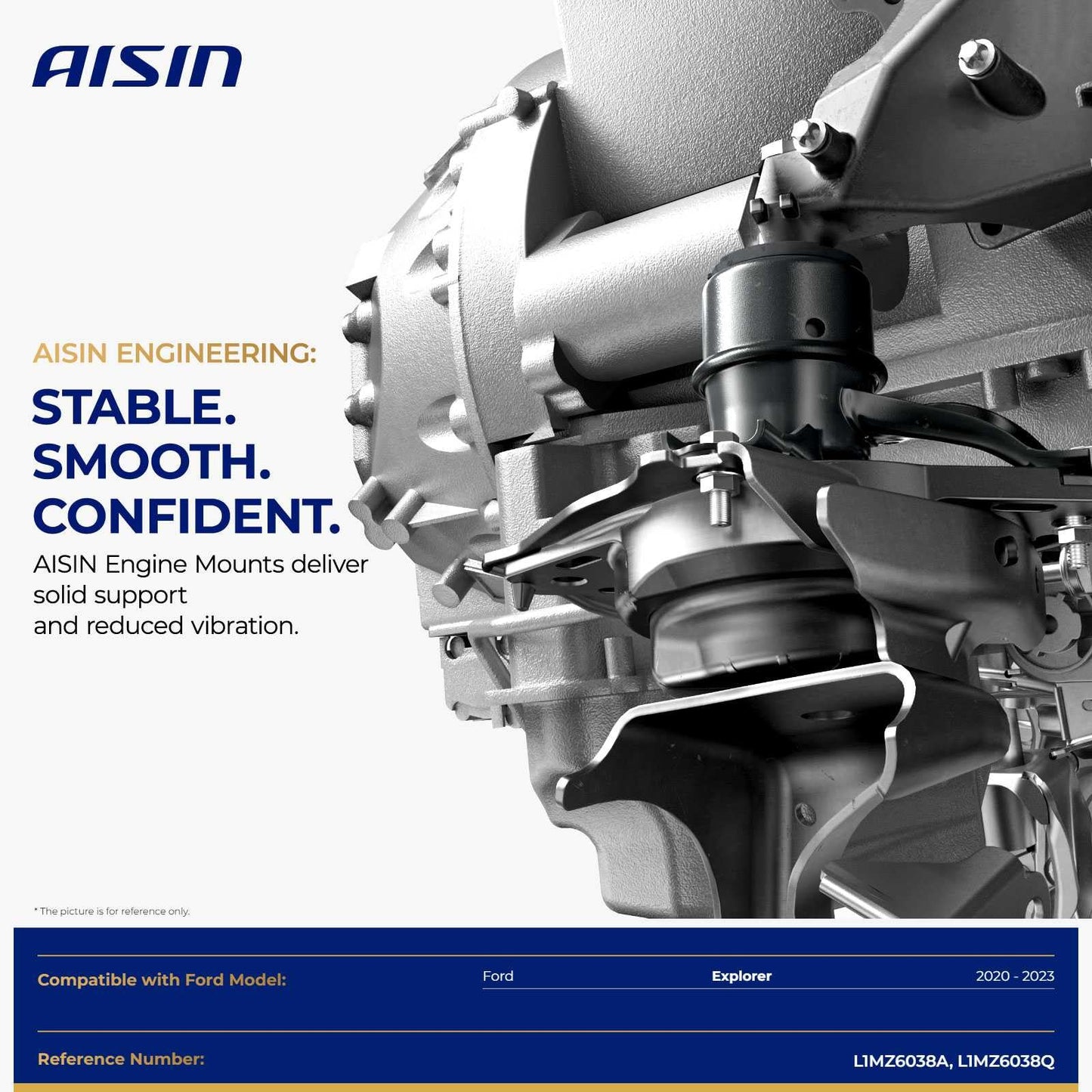 AISIN AFTERMARKET EMTFD-00267 Front Left Hydraulic Engine Motor Mount - Compatible with Ford Explorer 2020-2023 - L4 2.3L