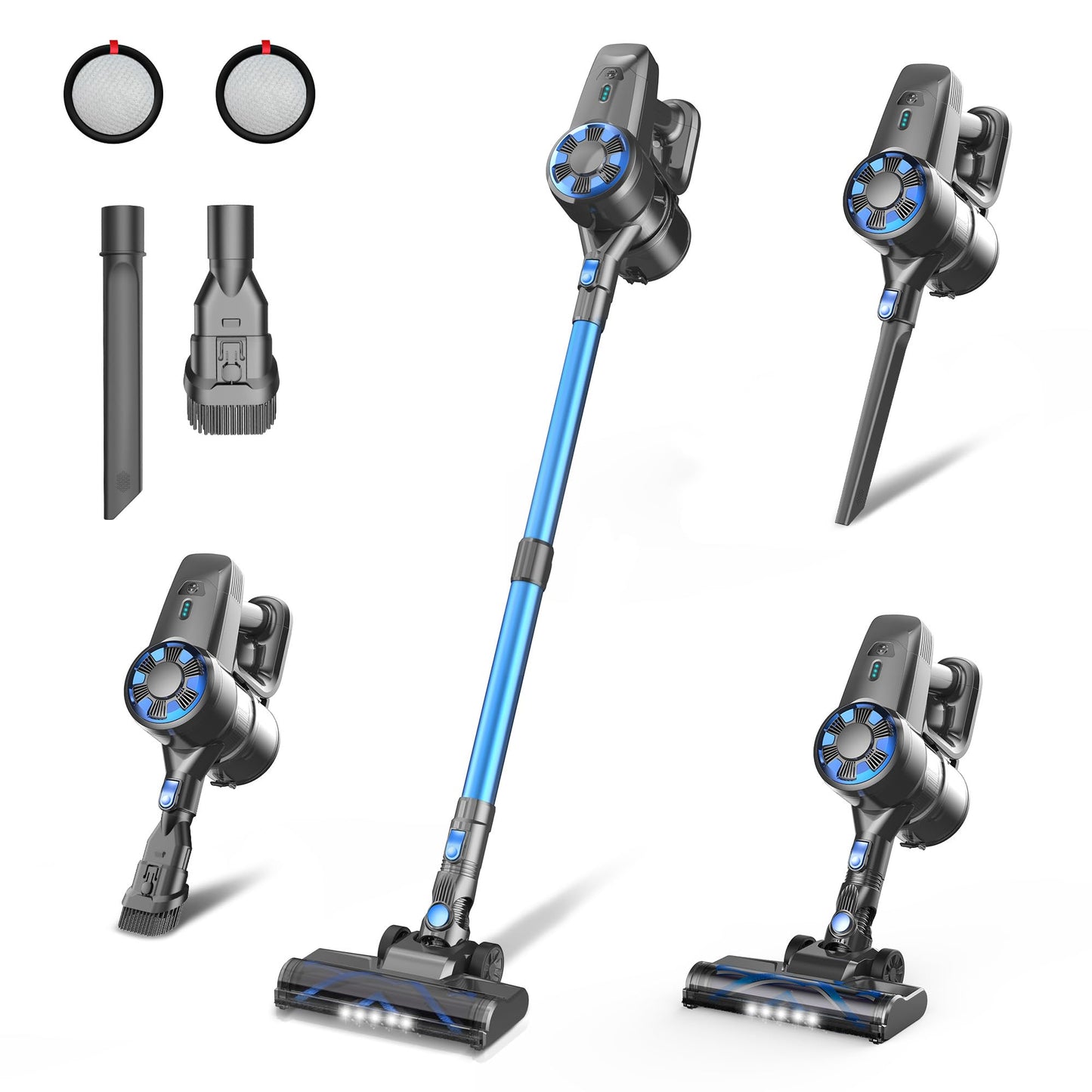 UML0 Cordless Vacuum Cleaner,8-in-1 Lightweight Stick Vacuum with Powerful Suction,Self-Standing,40 Mins Max Runtime,Rechargeable Vacuum Cleaners for Home,Hardwood Floor,Carpet,Pet Hair (Charcoal)