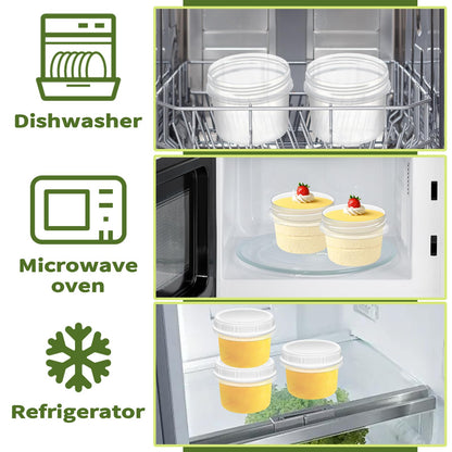 ISUSSER 10 Pack 8oz Reusable Small Plastic Containers with Screw Lids, Small Food Storage Freezer Containers, Deli Containers Stackable Food Storage Jars, Sauce Condiment Jars Lunch Box Accessories