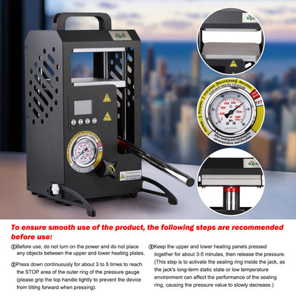 10 Tons Heat Press Machine with 5.5" X 5.5" Dual Heated Plates Manual Press with LCD Digital Display Screen & Precise Pressure Gauge 110V/220V