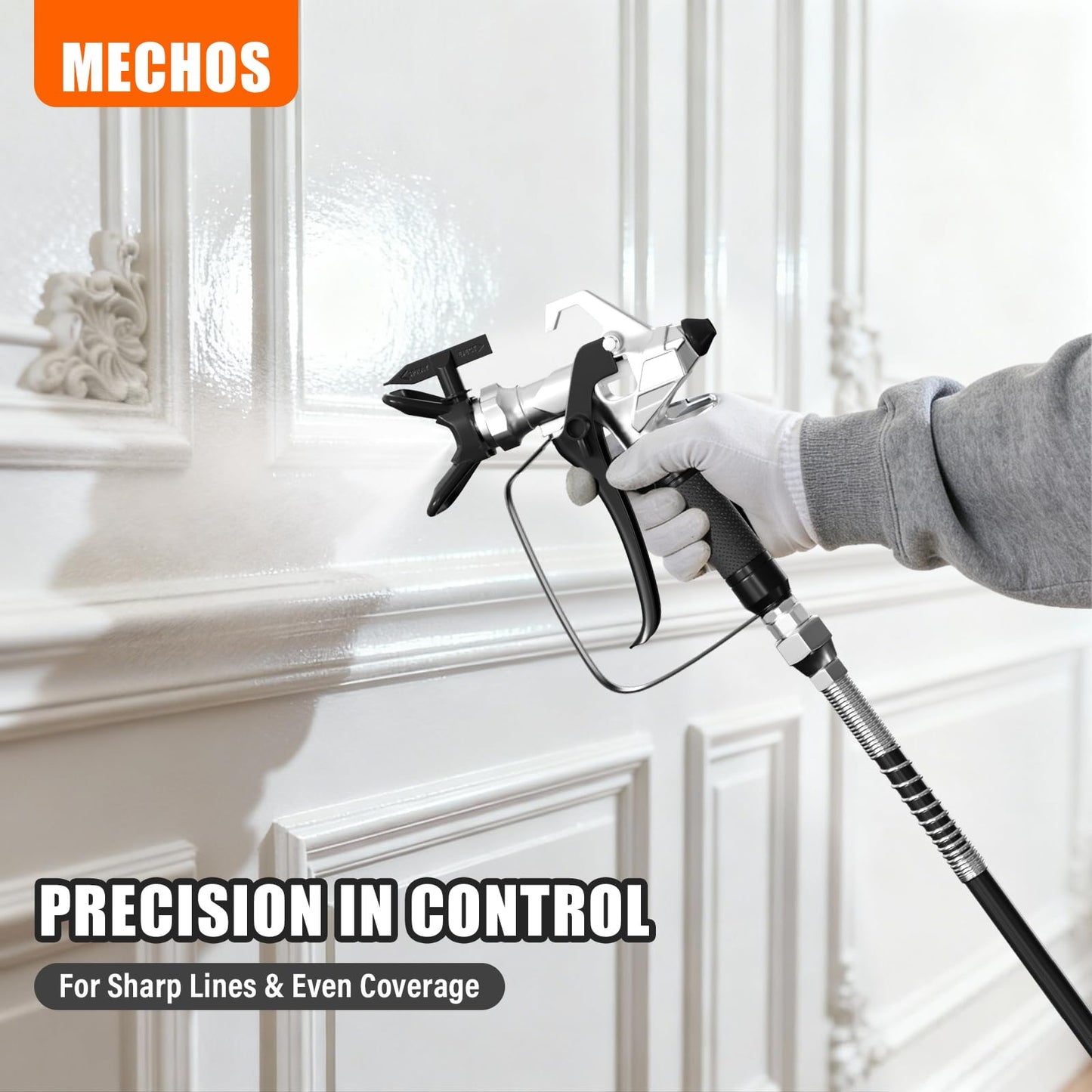 Airless Paint Sprayer - High Efficiency Thinning-Free Electric Spray Gun with Brass Nozzles & Extension Rod, Minimal Overspray for Home Interior/Exterior (Shell-Head airless Paint Sprayer)