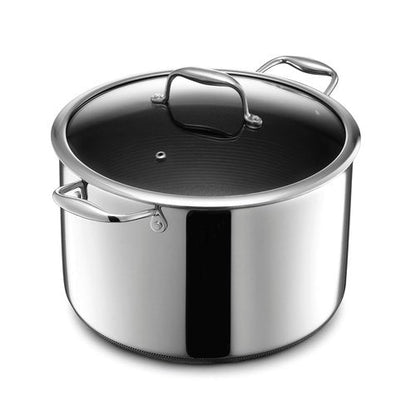 HexClad Hybrid Nonstick 10-Quart Stockpot with Tempered Glass Lid, Stay-Cool Handles, Dishwasher-Friendly, Oven-Safe Up to 900°F, Induction Ready, Compatible with All Cooktops