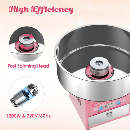 Electric Candy Cotton Machine for Kids Commercial Candy Cotton Maker with 20 Inch Stainless Steel Bowl Party Home Festival Pink