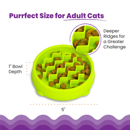 Catstages Kitty Slow Feeder Cat Bowl, Green