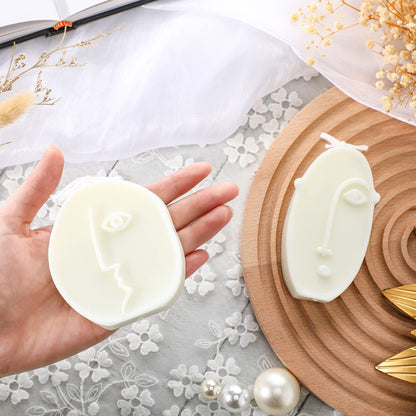 Roowest 2 Pcs Shaped Candles Cool Candles Aesthetic Weird Face Geometric White Decorative Sculpture Scented Soy Wax Fun Modern Trendy for Bedroom Bathroom Shelf Decor(Cute Style)
