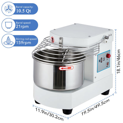 GarveeTech Commercial Food Mixer, 10.5 Qt Touch Screen Dough Mixer Machine with Timer, Security Shield, 650W Dual Rotating Dough Kneading Machine Food-grade Stainless Steel Bowl for Restaurant Bakery