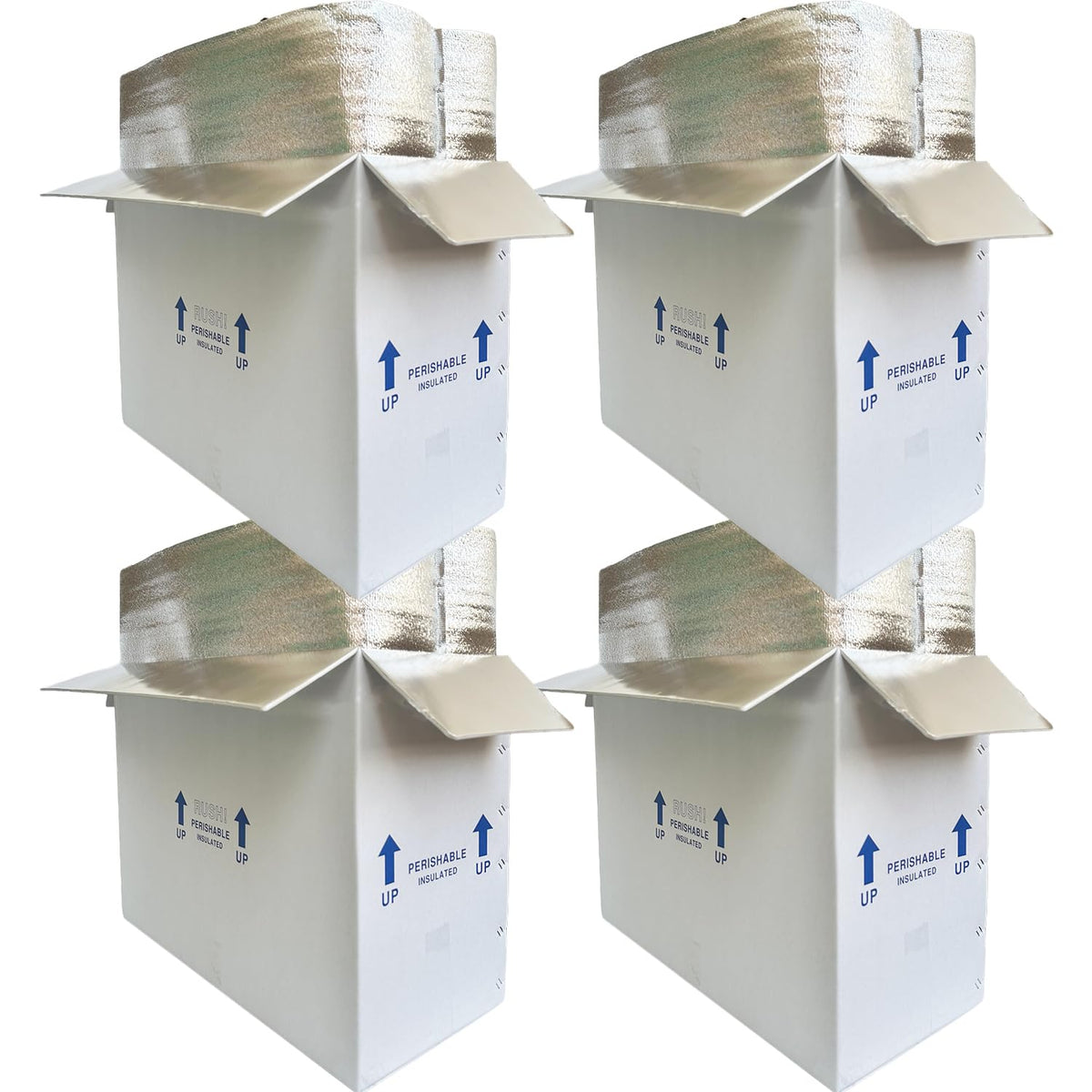 CH-BOX Insulated Cold Shipping Boxes with Liners, 4 Pack 26'' x 11'' x 19'', for Perishable Frozen Food, White (TB261119L-4)