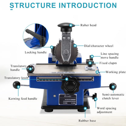 Consfly Metal Nameplate Stamping Machine Semi-Automatic Embosser Label Printing Marking Machine Dog Tag Printer (5mm Character Wheel)