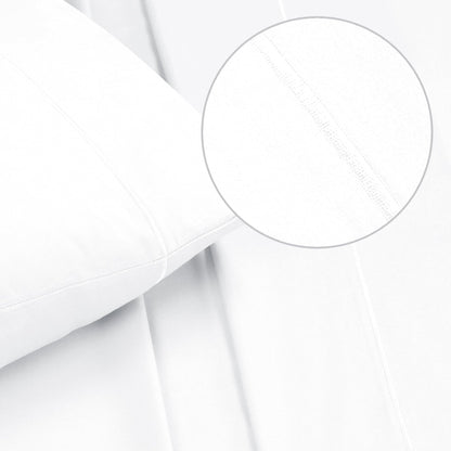 GLAMBURG Cotton Rich Queen Sheet Set - 4 Piece Deep Pocket Bedding Sets Queen with Marrowing - Ultra Soft, Wrinkle Resistant, Quick Dry, Easy Care Queen Sheets - White