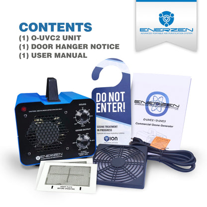 Enerzen O-UVC2 - UV Light + 70,000 mg/h Industrial Ozone Generator for Eliminating Odors - O3 Machine Air Ionizer Deodorizer for Home, Room, Smoke, Cars, and Pets