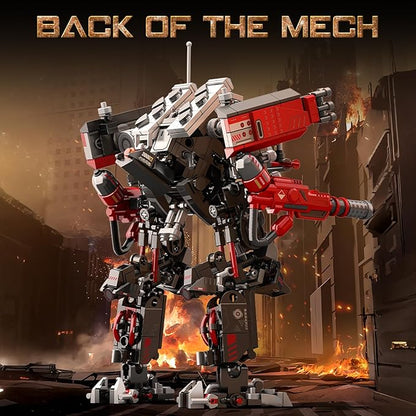 HIGH GODO Crimson Fighter Mech Robot Transforming Building Blocks Set for AdultsCity Warrior Justice Hero Soldier Mech Model Building Kit Cool Creative Robots Toys Gift for Teens 523 Pieces