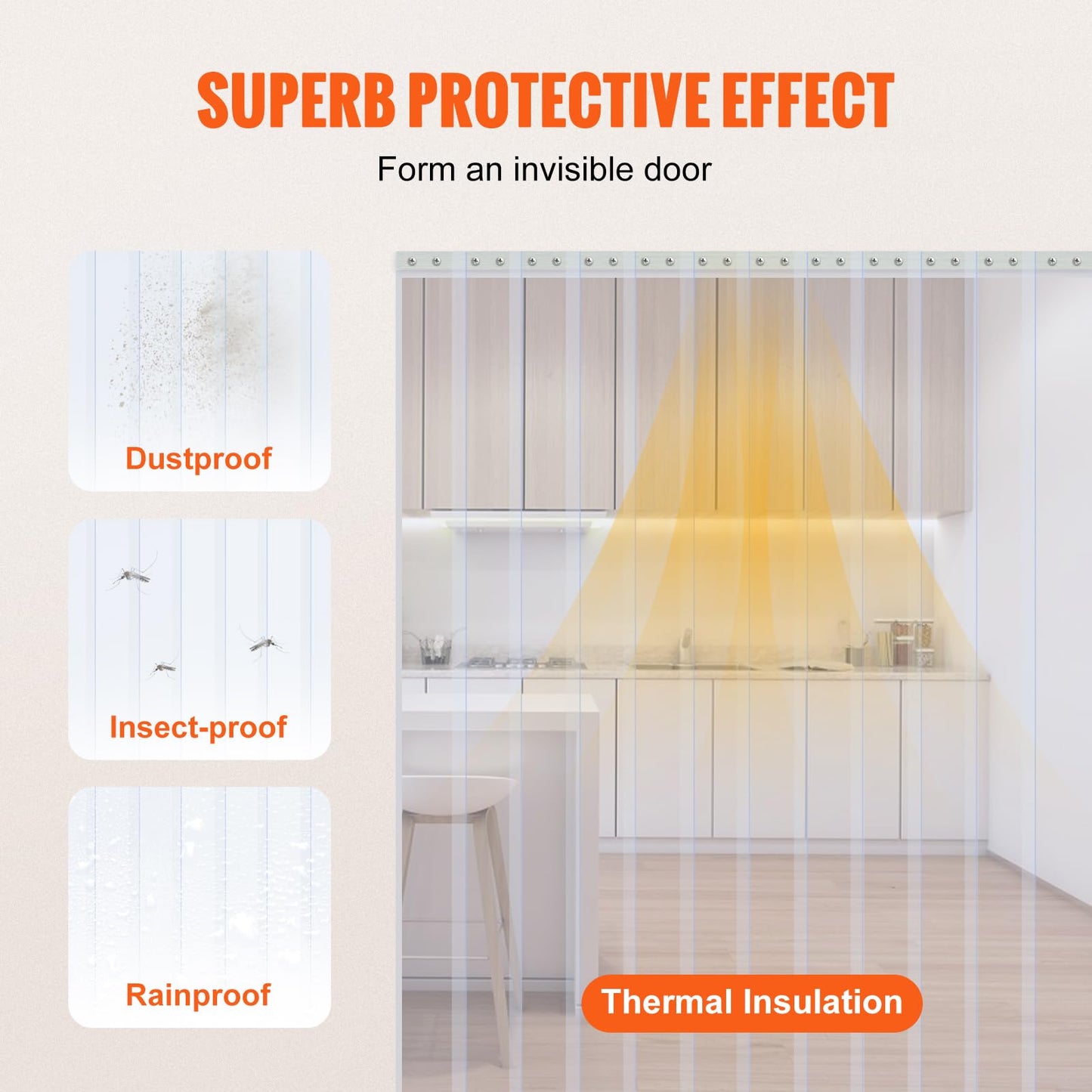 VEVOR Strip Curtain, 100' Length x 12" Width x 0.12" Thickness, Clear PVC Smooth Curtain Strip Door Bulk Roll, Plastic Door Strips for Doorway of Supermarket, Garage, Warehouse, Barn, Pet Animal House