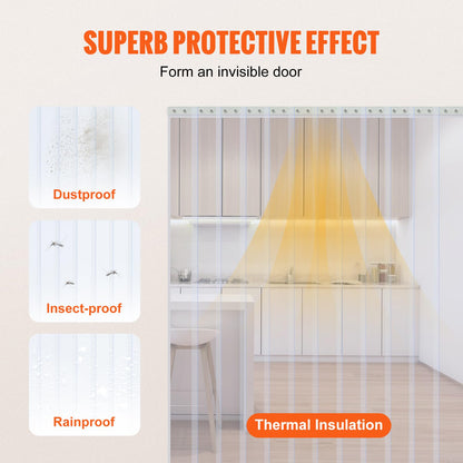 VEVOR Strip Curtain, 100' Length x 12" Width x 0.12" Thickness, Clear PVC Smooth Curtain Strip Door Bulk Roll, Plastic Door Strips for Doorway of Supermarket, Garage, Warehouse, Barn, Pet Animal House