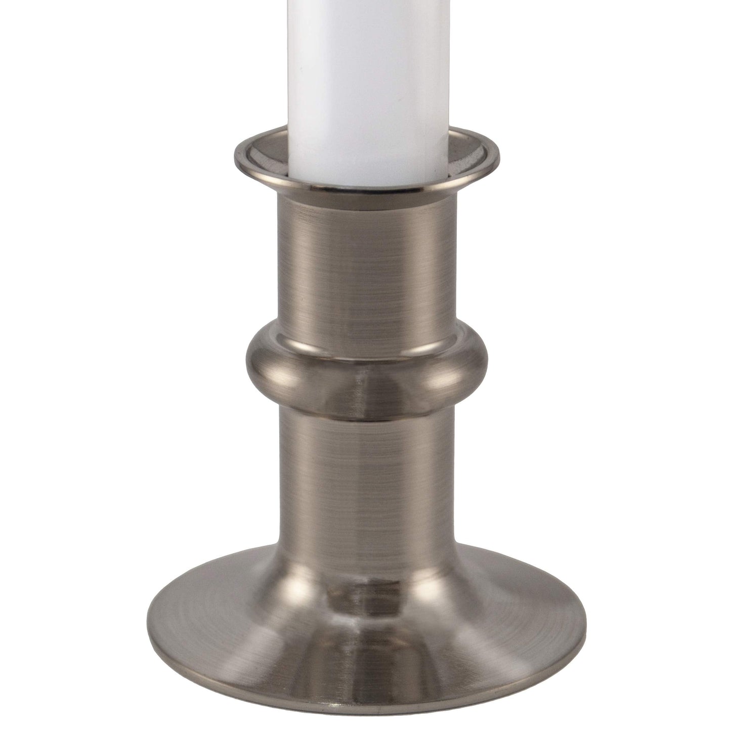 612 Vermont Ultra-Bright LED Window Candles with Timer, Battery Operated, Metal Base, White Candlestick, Adjustable Height (Pack of 4, Brushed Nickel)